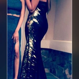 Black with gold detailing gown/prom dress